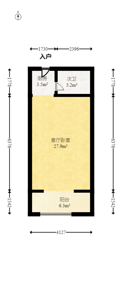润芳园  1室1厅1卫   43.00万室内图1
