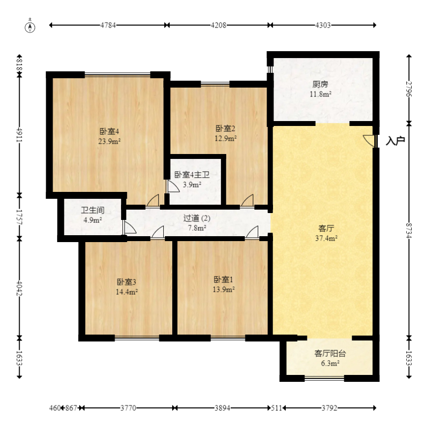 曙光領(lǐng)峰（曙光家園）  4室2廳2衛(wèi)    142.0萬室內(nèi)圖1