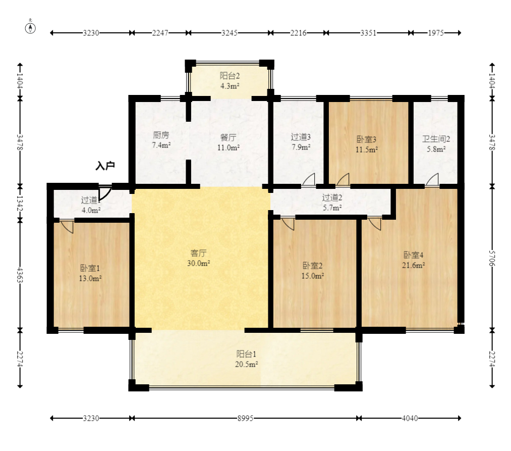 润和湘江天地AB区 4室2厅2卫 186.0万 润和湘江天地AB区 4室2厅2卫 186.0万户型图