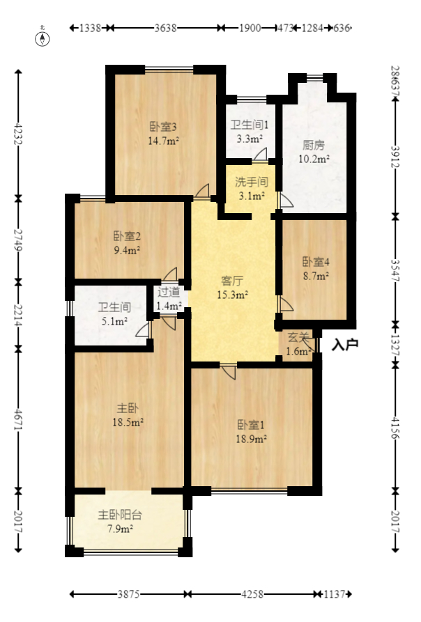 新世纪家园  3室2厅1卫   75.00万室内图1