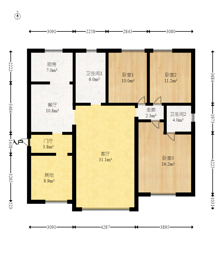 水墨林溪  3室2廳2衛(wèi)    118.0萬室內(nèi)圖1