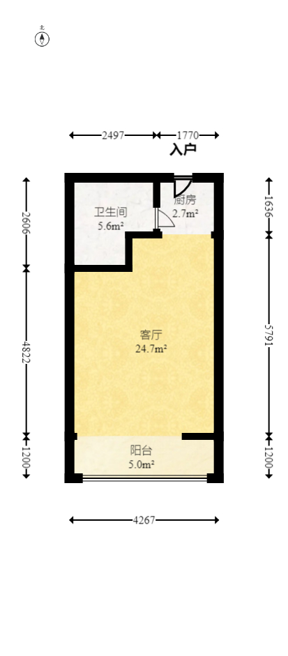 江山帝景哈佛  1室1厅1卫   26.80万室内图1