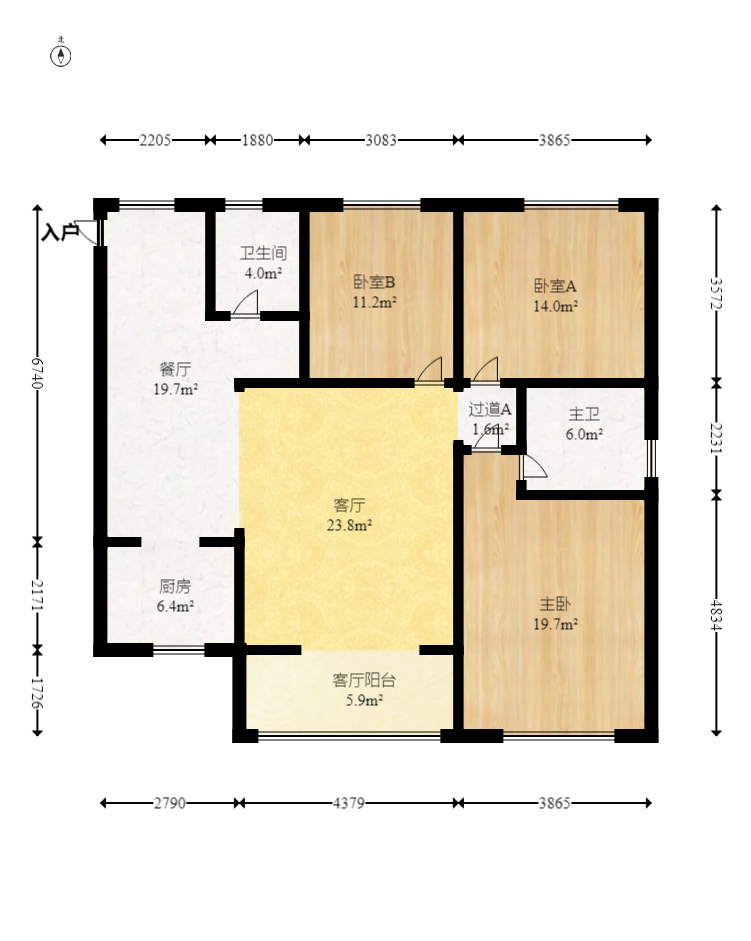 钰龙天下二期（钰龙佳园）  3室2厅1卫    248.0万室内图1