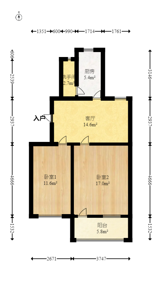 王公塘社区  2室1厅1卫   45.50万室内图1