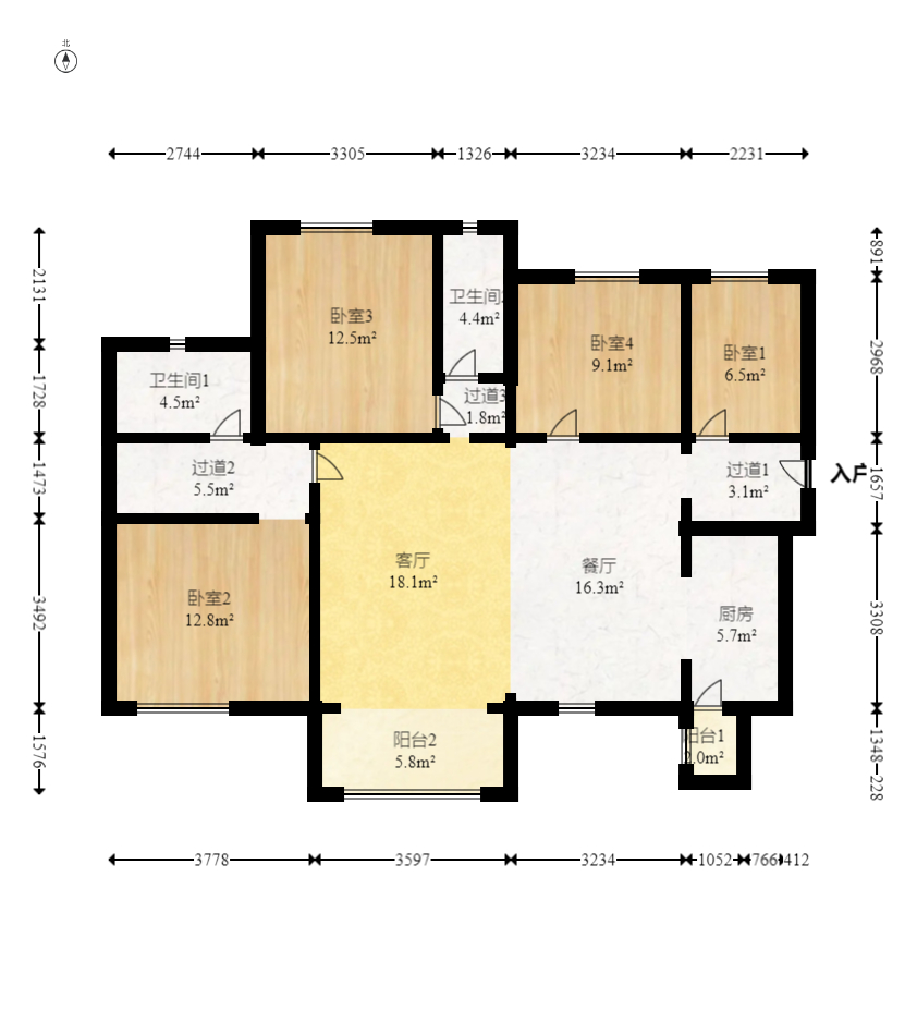 时代倾城三期  4室2厅1卫    128.0万 时代倾城三期  4室2厅1卫    128.0万户型图
