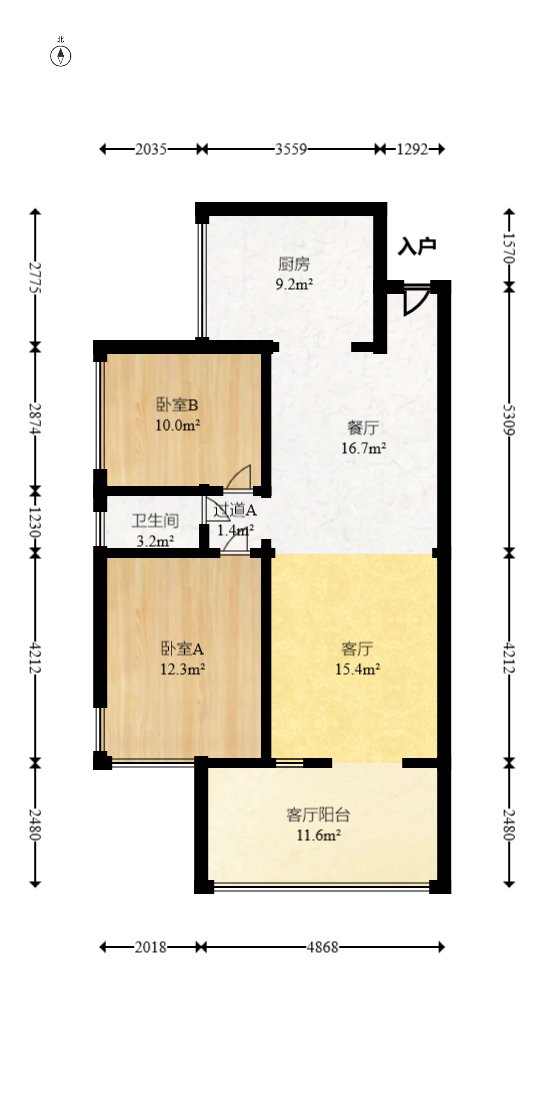 钰龙天下二期（钰龙佳园）  2室2厅1卫   246.00万室内图1