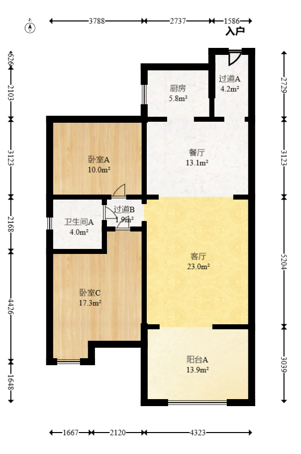 华盛世纪新城 2室2厅1卫 64.8万 华盛世纪新城 2室2厅1卫 64.8万户型图
