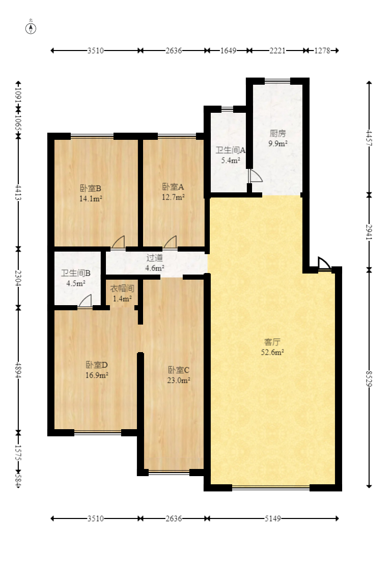 科技出版社宿舍（湘雅路）  3室2厅1卫   140.00万室内图1