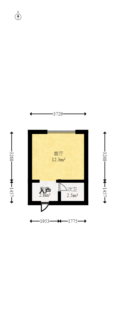 北岸青年公寓  1室1厅1卫   37.00万室内图1