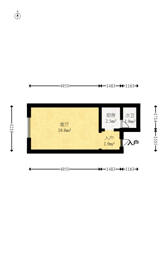 北岸青年公寓 1室1厅1卫 40.0万 北岸青年公寓 1室1厅1卫 40.0万户型图