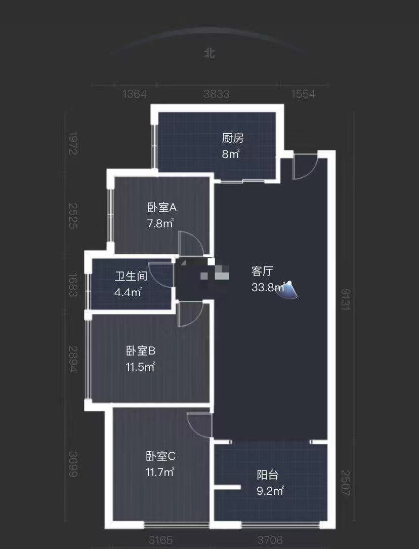 中泰财富湘江  3室2厅1卫   70.00万室内图