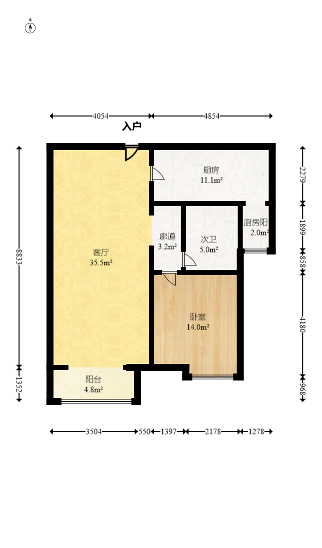 保利麓谷林语E区  4室2厅1卫   115.00万室内图1