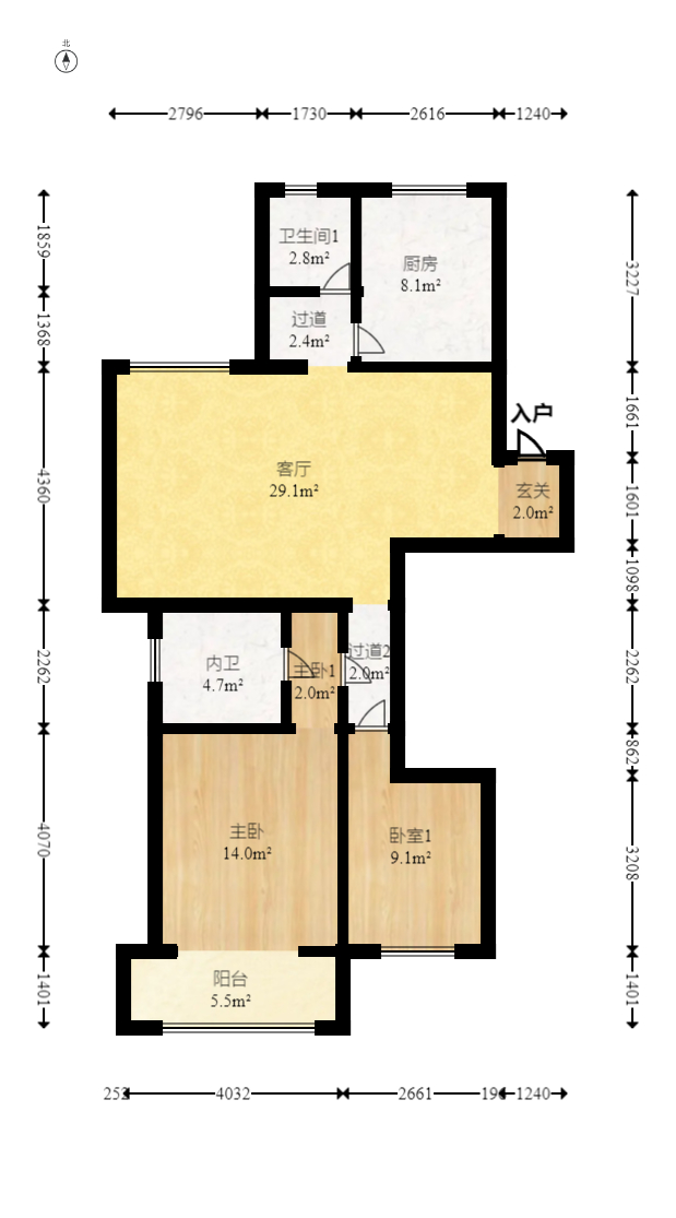 新桥小区  3室2厅1卫   63.80万室内图1