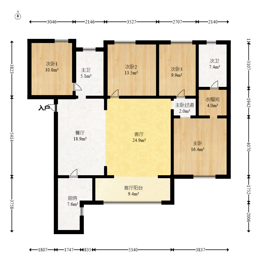 北辰三角洲C2区  4室2厅2卫   205.00万室内图1