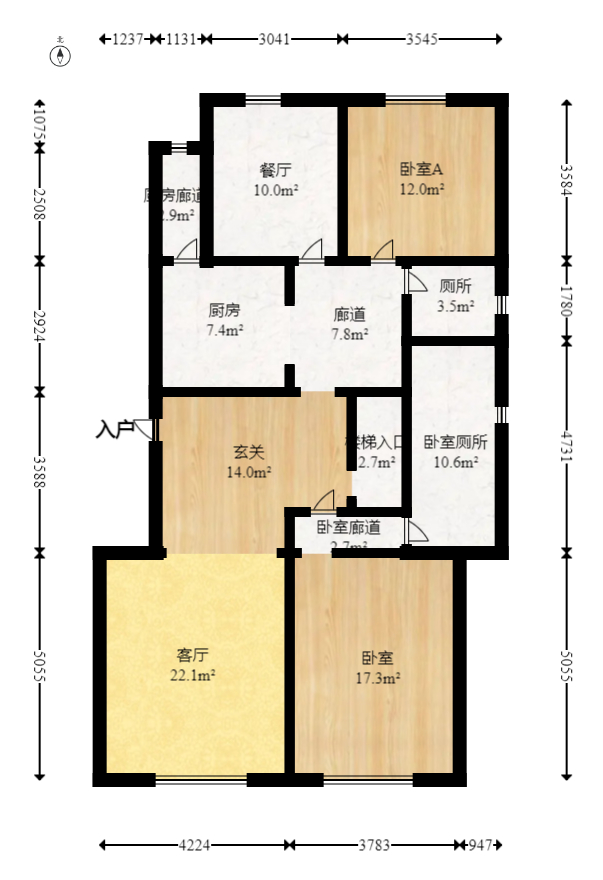 合能洋湖公馆  4室2厅2卫   229.00万室内图1