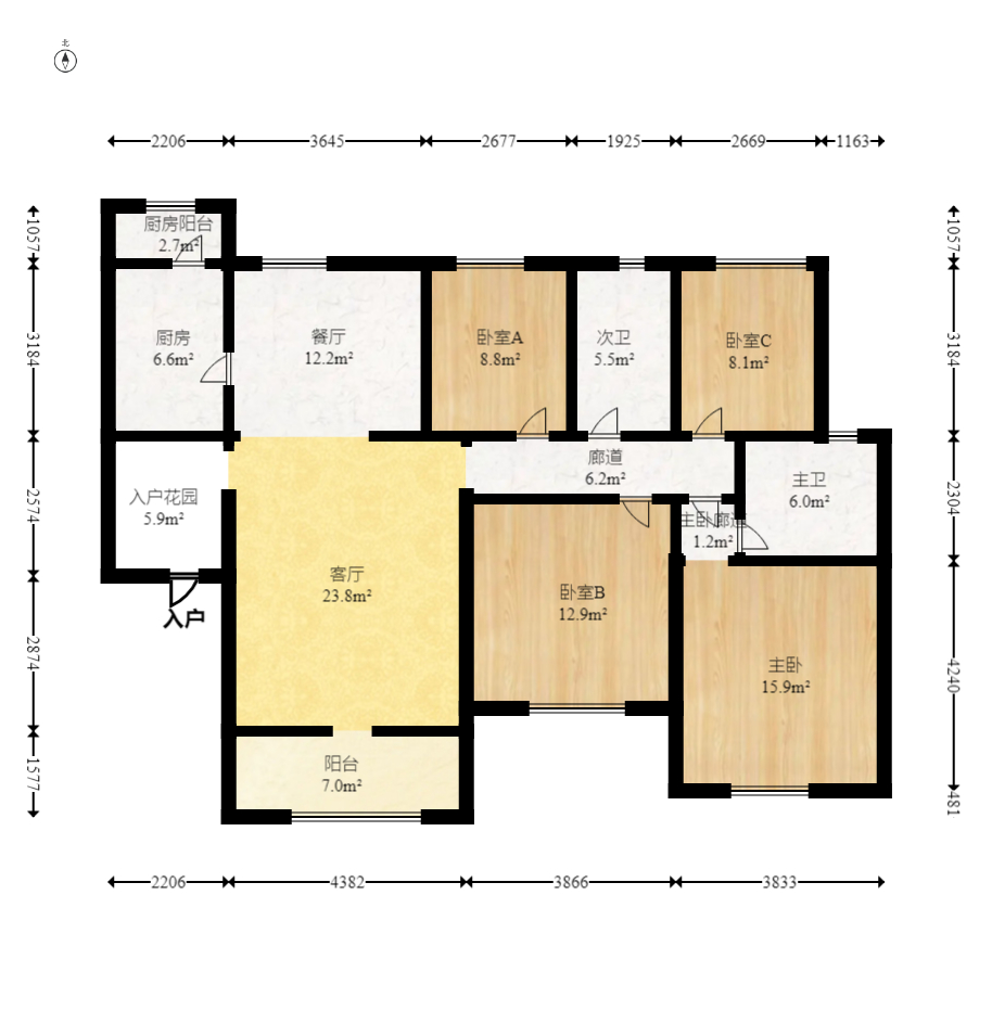 江山帝景哈佛  4室2厅2卫   132.00万室内图1
