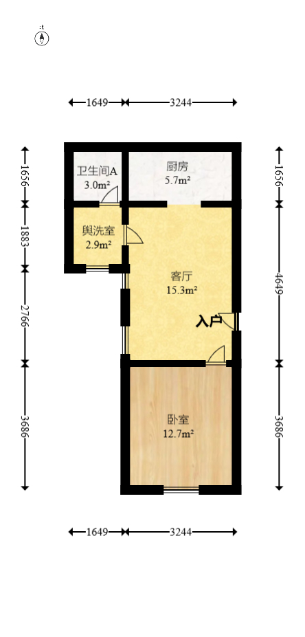 华银天际  1室1厅1卫   26.00万室内图1