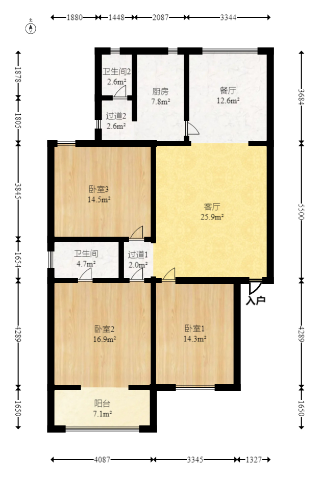 德政园 3室2厅2卫 67.0万 德政园 3室2厅2卫 67.0万户型图