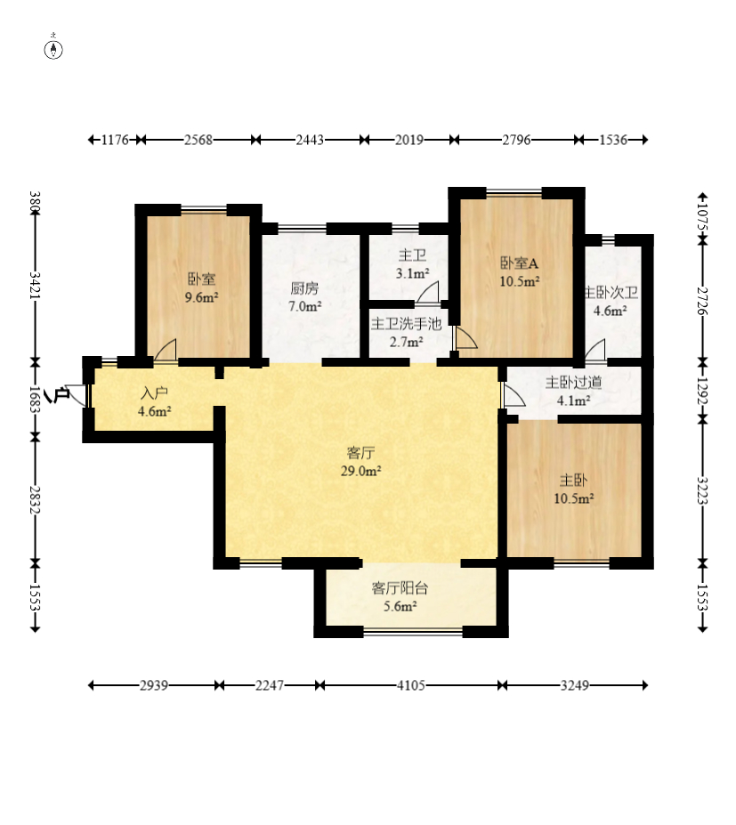 新城悦隽 3室2厅2卫 117.0万 新城悦隽 3室2厅2卫 117.0万户型图