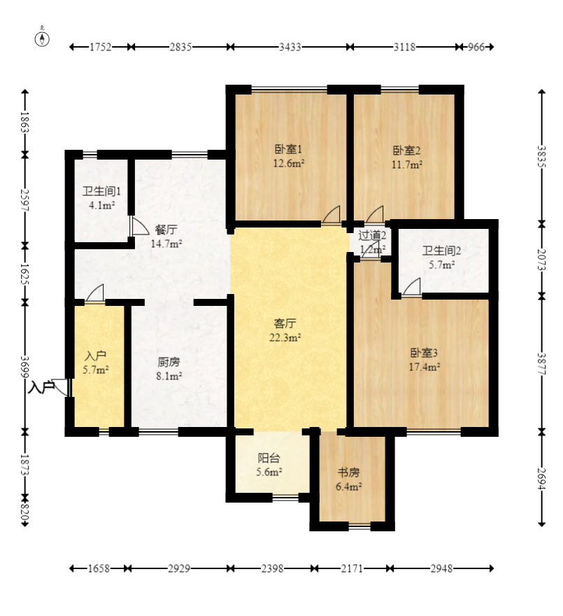 时代倾城一期 3室2厅1卫 100.0万 时代倾城一期 3室2厅1卫 100.0万户型图