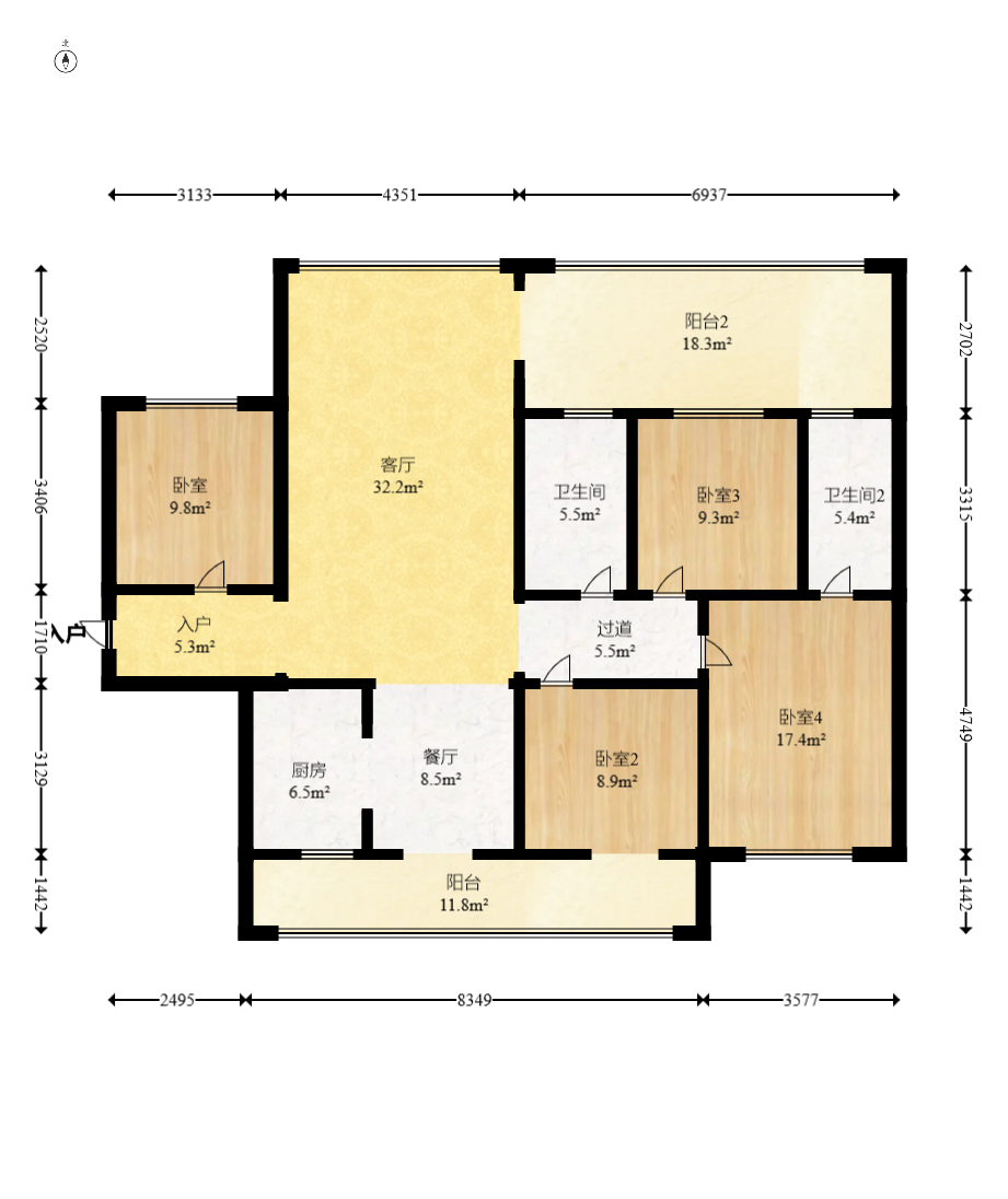 万象府台  4室2厅2卫    240.0万 万象府台  4室2厅2卫    240.0万户型图
