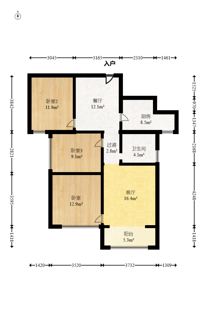 潇湘奥林匹克花园 3室2厅1卫 75.0万 潇湘奥林匹克花园 3室2厅1卫 75.0万户型图