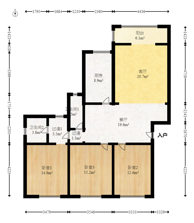 火炬村新天賓館職工宿舍  3室2廳1衛(wèi)   78.00萬