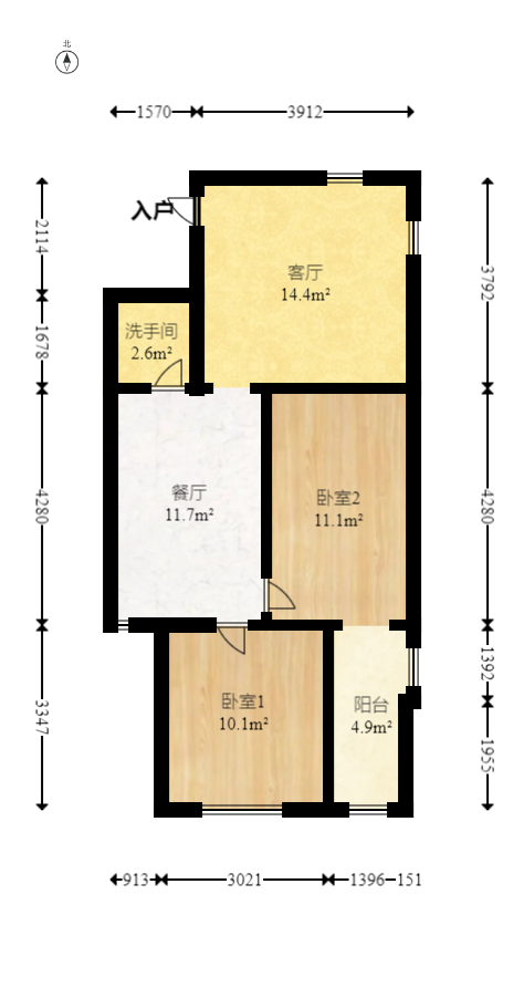 加加大街（华景苑）  2室1厅1卫   63.80万室内图1