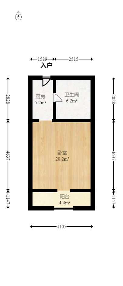 江山帝景哈佛  1室1厅1卫   38.00万室内图1