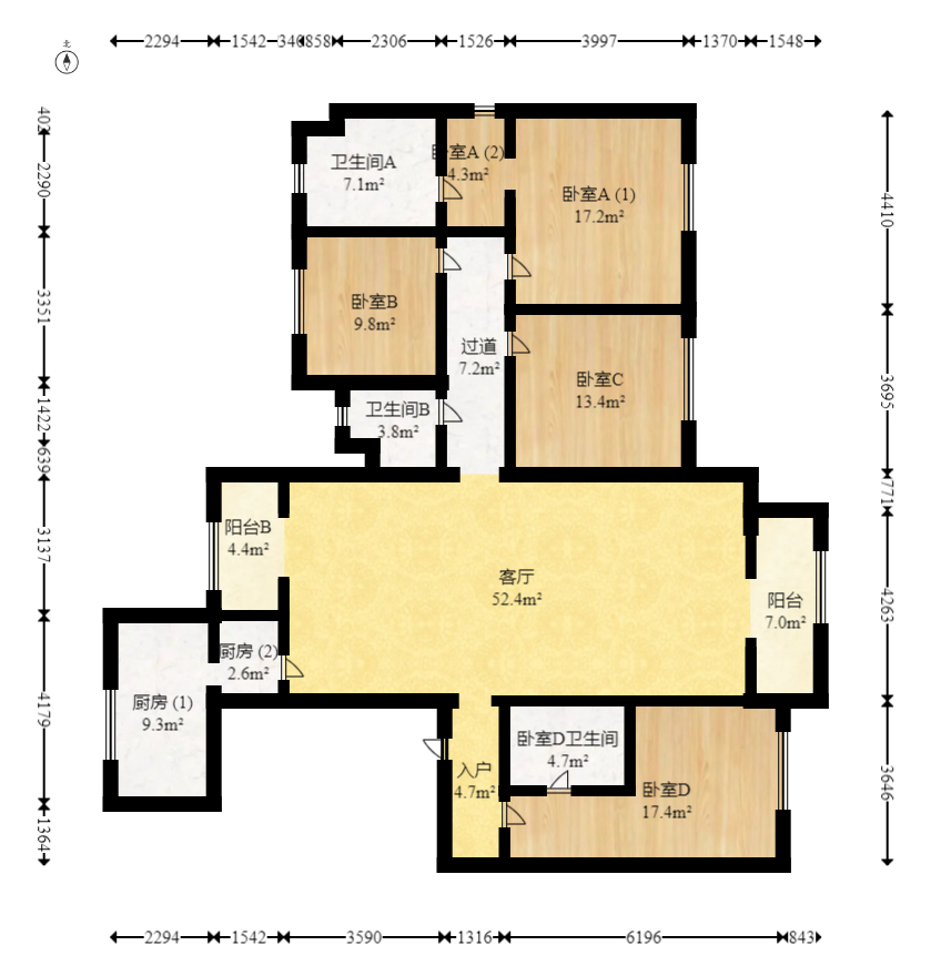 中海梅溪湖壹号  4室2厅3卫    455.0万室内图1