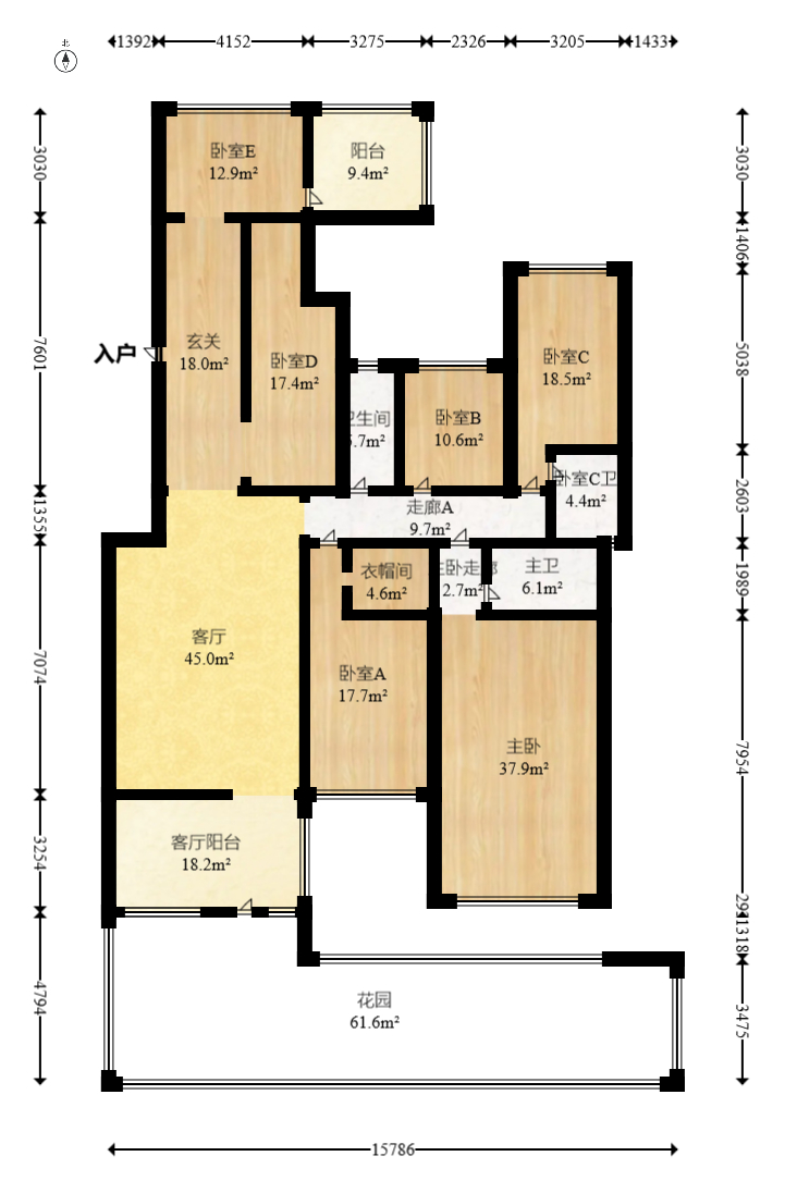 中建芙蓉和苑  5室2厅2卫   438.00万室内图1