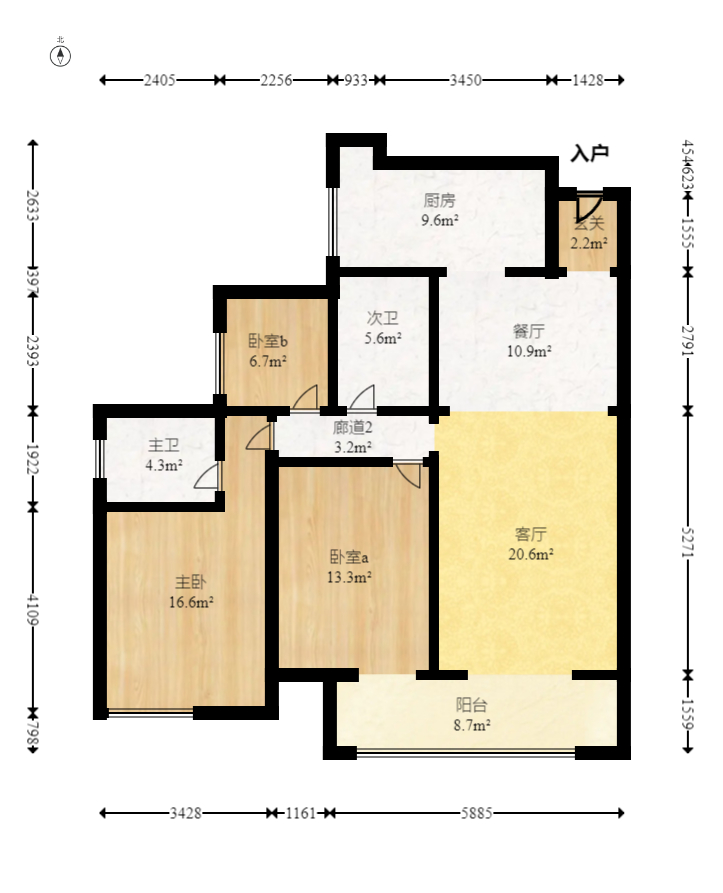 保利麓谷林語E區(qū)  3室2廳2衛(wèi)    120.8萬室內(nèi)圖1