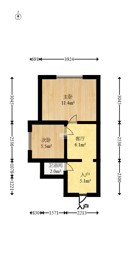 飞龙公寓  1室1厅1卫   59.00万室内图1