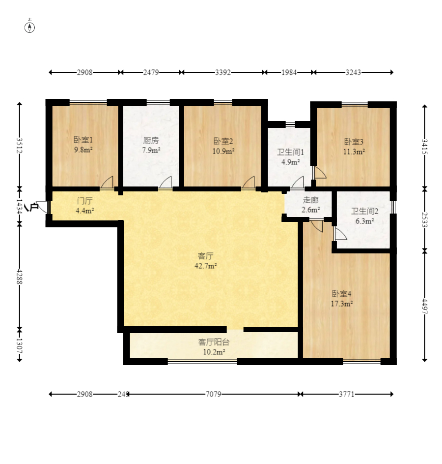 中建鈺和城  4室2廳2衛(wèi)    192.8萬(wàn)室內(nèi)圖1