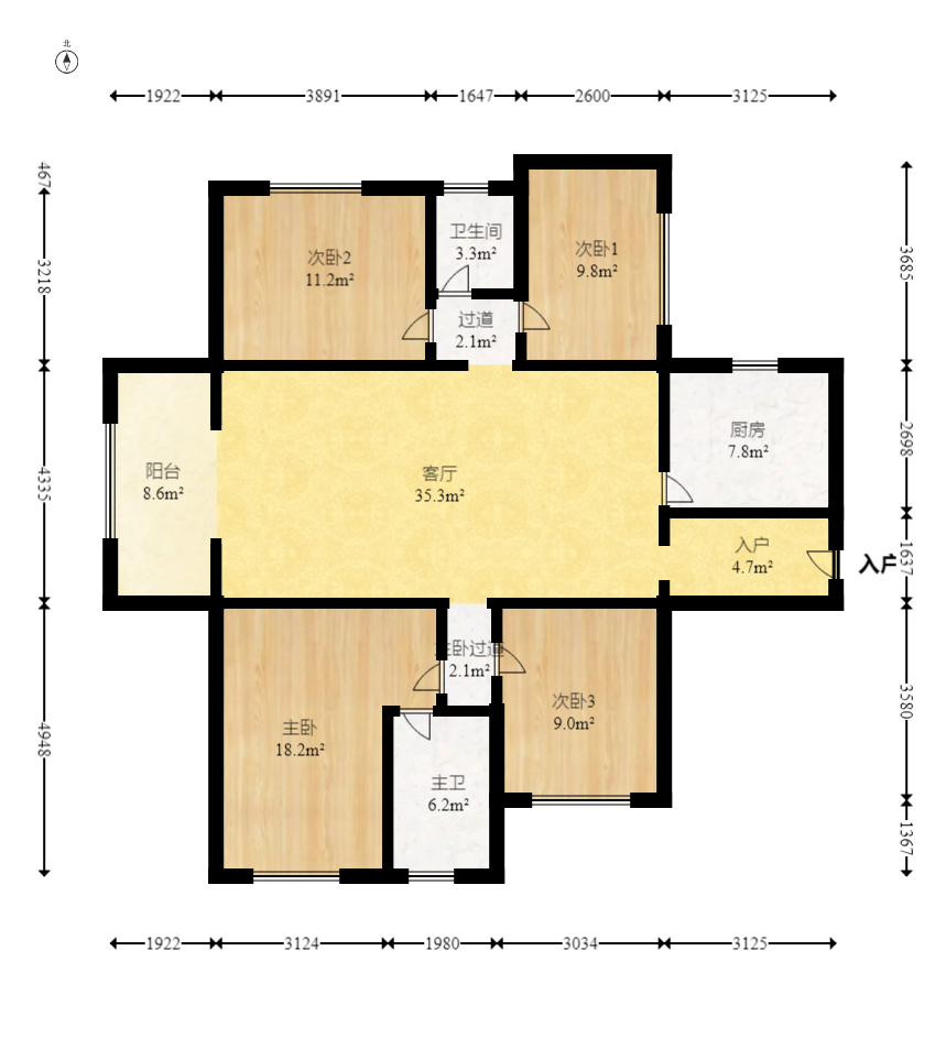 国泰九龙湾 4室2厅2卫 139.8万 国泰九龙湾 4室2厅2卫 139.8万户型图