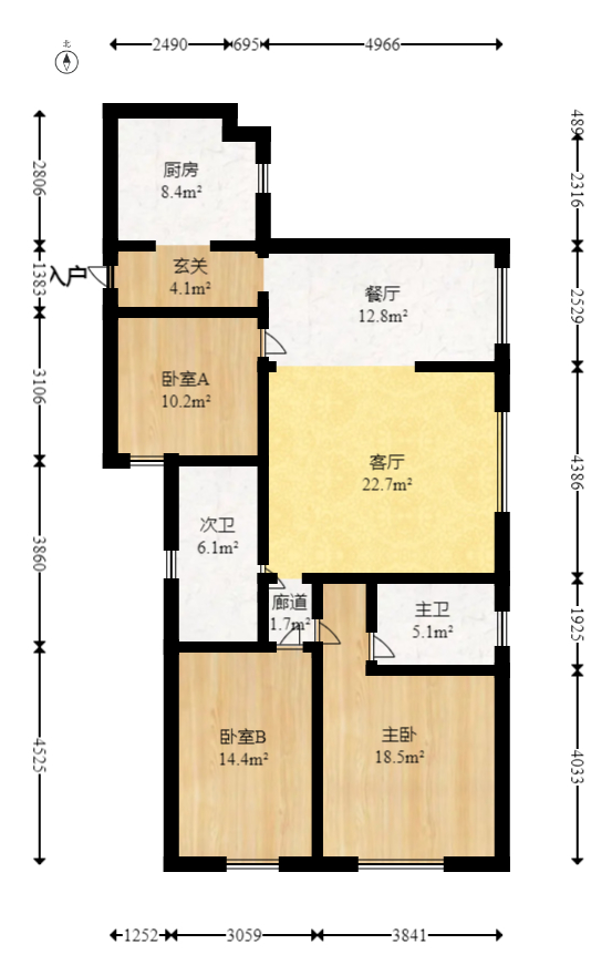 邦盛水岸御园  3室2厅2卫   88.00万室内图1