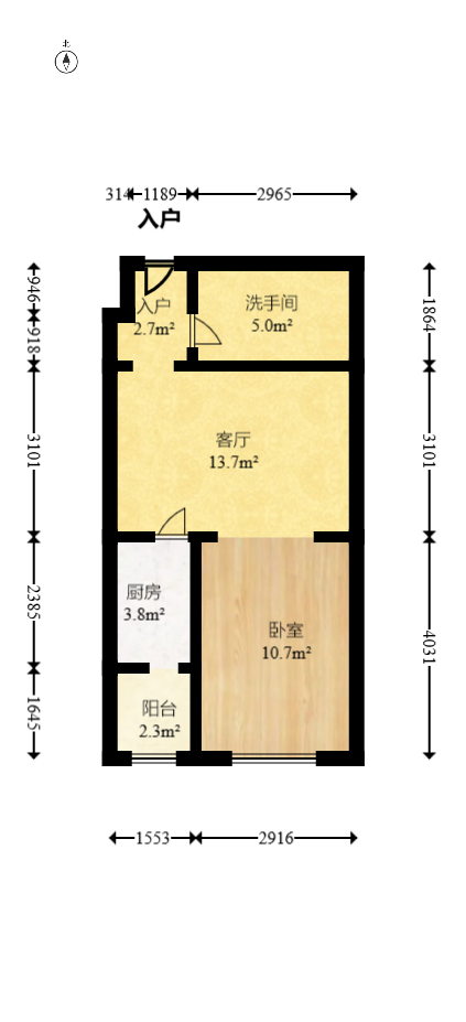 第六都（陆都小区）  1室1厅1卫    67.66万室内图1