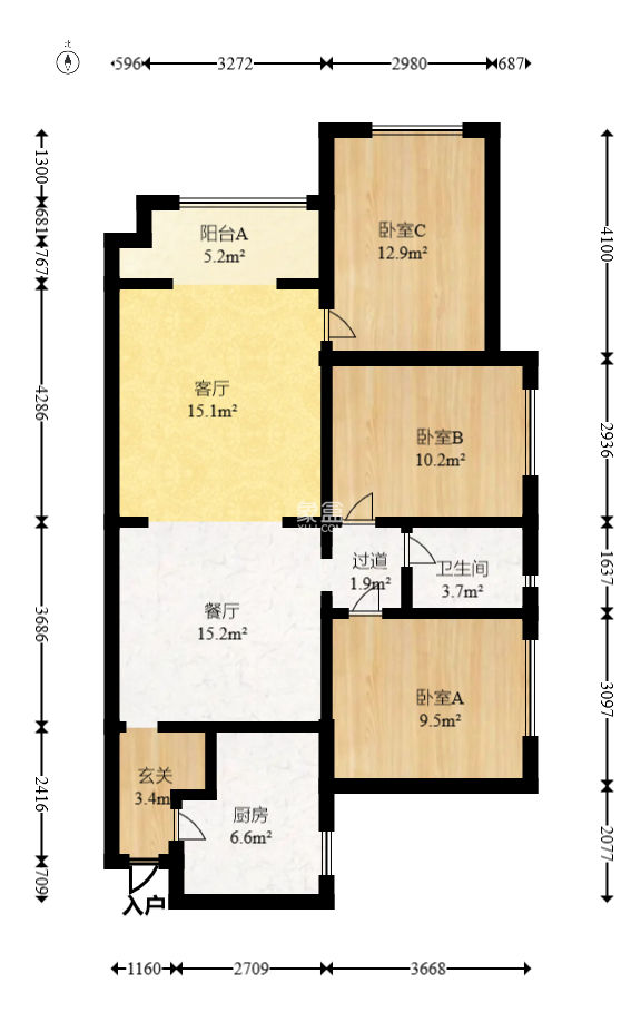 万科金域华府三四期  3室2厅1卫   123.00万