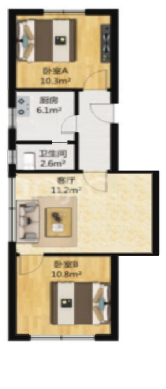 响石岭步行街（建设北路69号）  2室2厅1卫   19.80万室内图