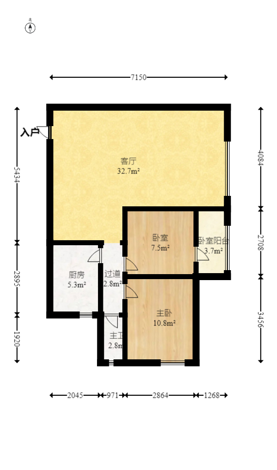 锦绣兰亭  2室2厅1卫   45.80万室内图1