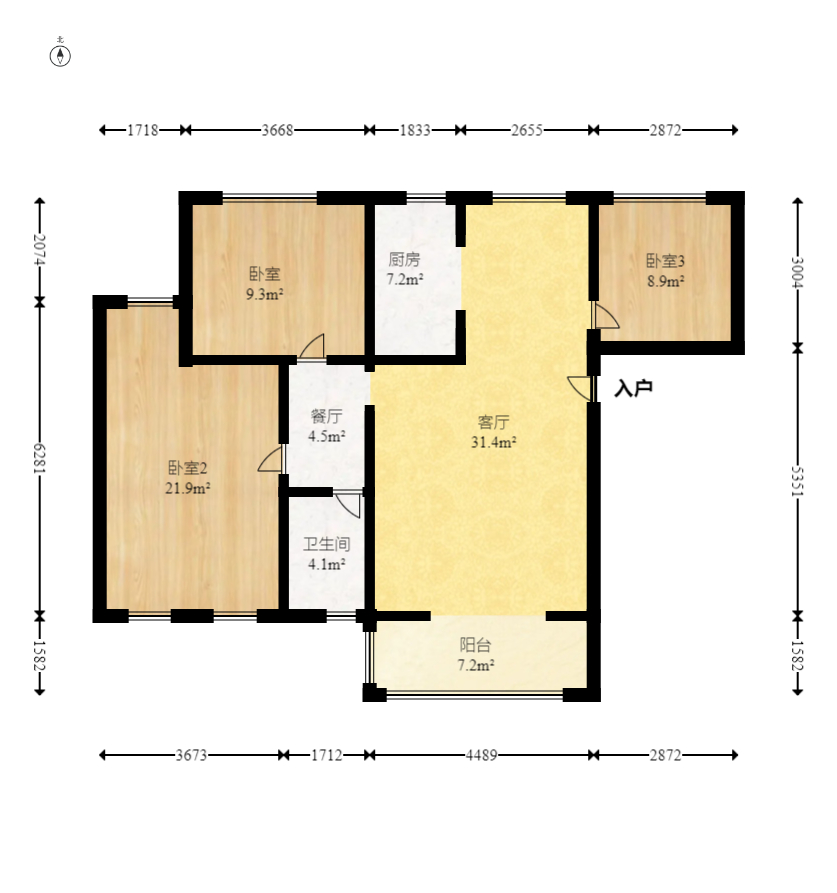 佳美紫郡  3室2厅2卫    76.8万 佳美紫郡  3室2厅2卫    76.8万户型图