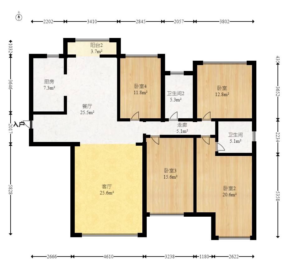辉宏橄榄城 4室2厅2卫 88.0万 辉宏橄榄城 4室2厅2卫 88.0万户型图