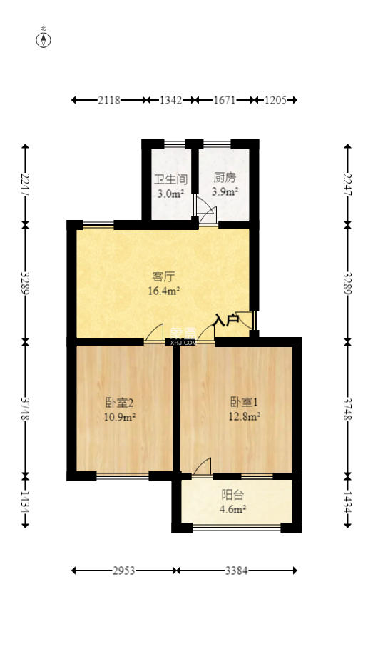 火星六片（紫欣公寓）  2室1厅1卫   25.80万室内图1