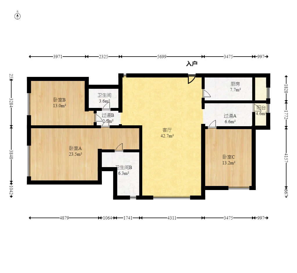 梅溪湖金茂府（金茂广场）（金茂览秀城）  3室2厅2卫    323.0万室内图1