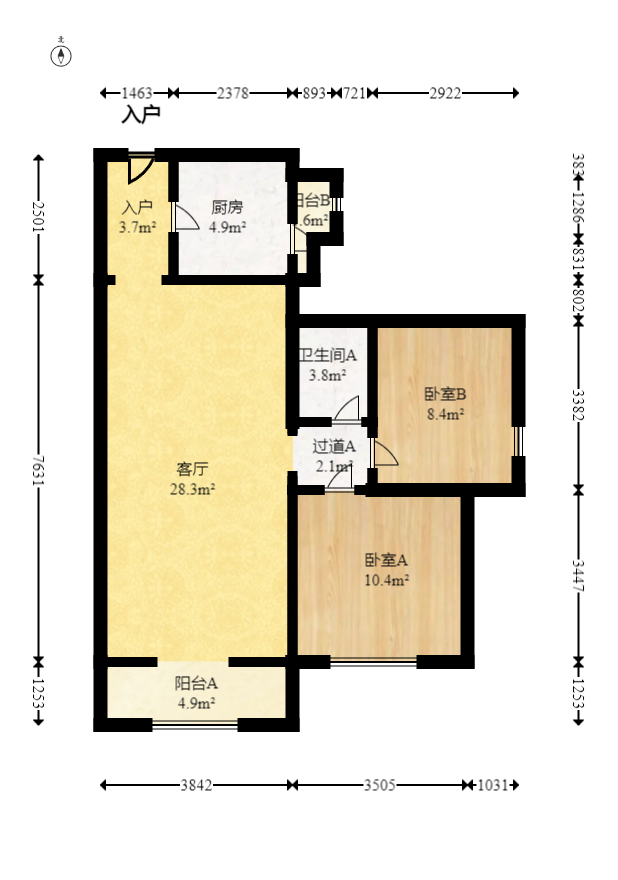蓝光幸福满庭  2室1厅1卫   68.00万室内图1