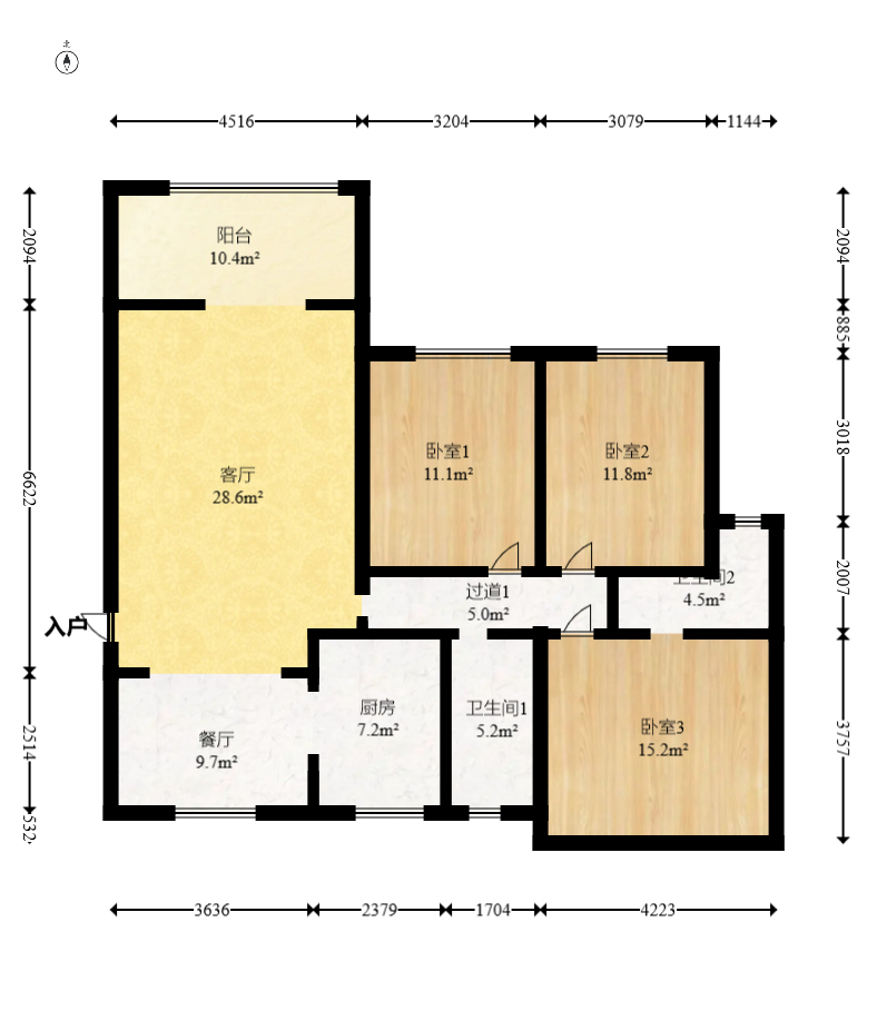 名家翡翠花园 3室2厅1卫 98.0万 名家翡翠花园 3室2厅1卫 98.0万户型图