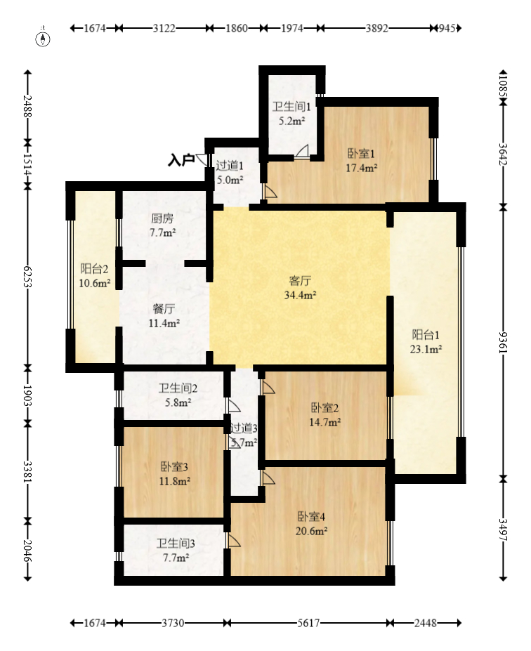 润和湘江天地E区  4室2厅2卫    289.0万 润和湘江天地E区  4室2厅2卫    289.0万户型图