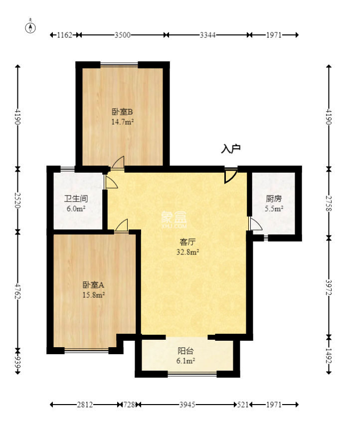 海林馨香雅苑  2室2廳1衛(wèi)   80.00萬