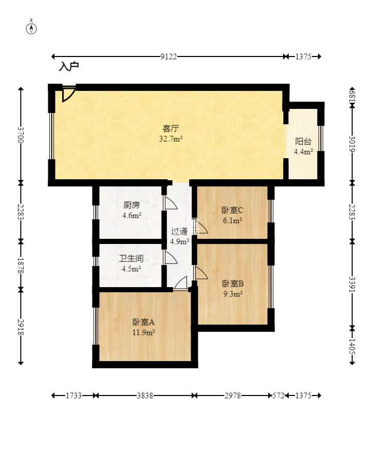 高鑫麓城  3室2廳1衛(wèi)   127.00萬