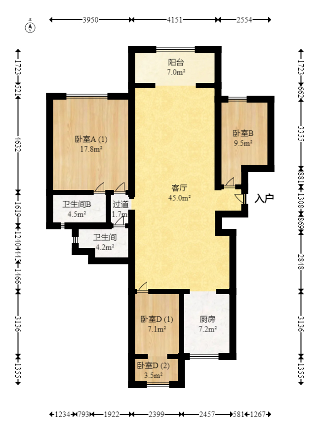 万科里梅溪郡  4室2厅2卫   305.00万室内图1